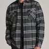 Men American Tall Button Shirts | Lj&S Rugged Plaid Shirt Men'S In Black And Light Grey Plaid