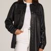 Women American Tall Jackets + Outerwear | Faux Leather Shirt Jacket For Tall Women In Black