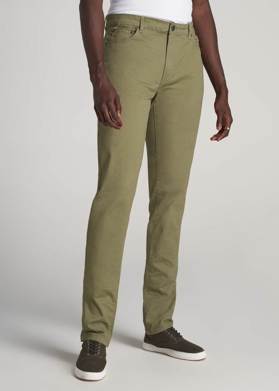 Men American Tall Pants + Chinos | Dylan Slim Fit Five-Pocket Pants In Pants For Tall Men Fatigue Green