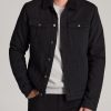 Men American Tall Jackets + Coats | Denim Sherpa Tall Men'S Jacket In Onyx Black Wash