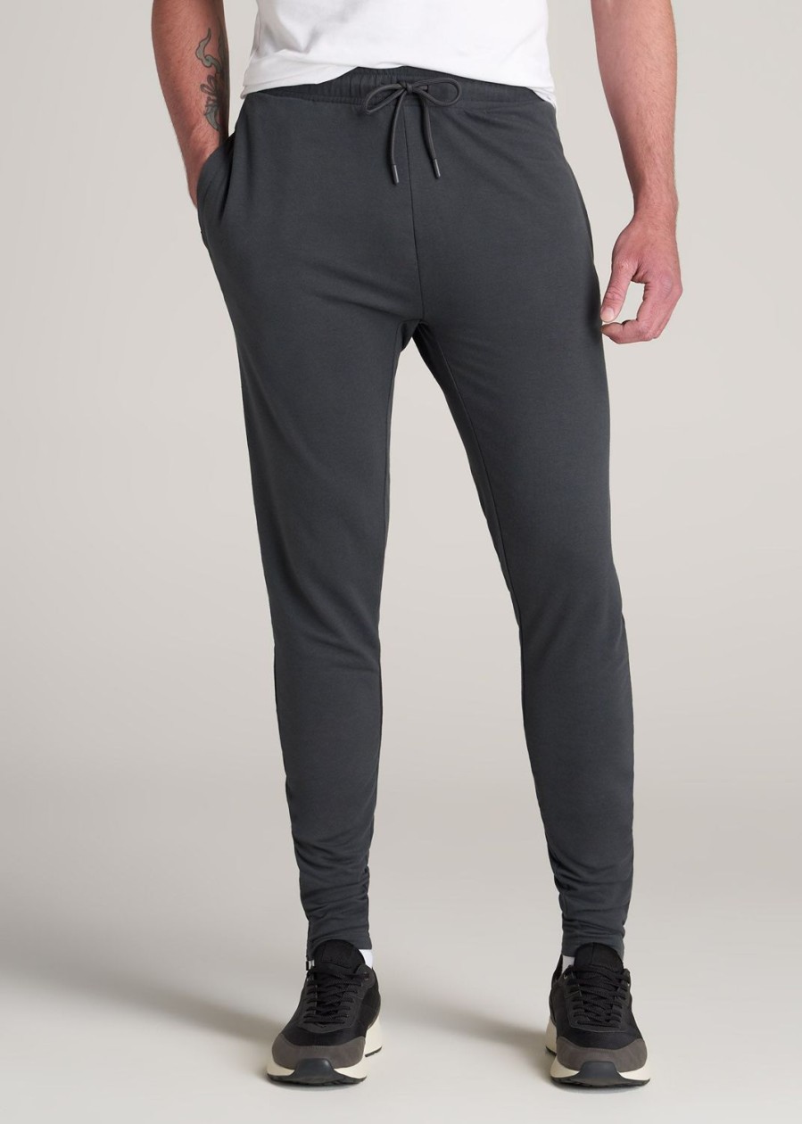 Men American Tall Athletic Pants | Slim-Fit Lightweight French Terry Joggers For Tall Men In Iron Grey