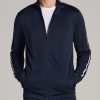 Men American Tall Long Sleeve Tees + Thermals | Athletic Stripe Tall Men'S Jacket In Navy-White Stripe Navy W White Stripe