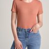 Women American Tall Tees, Tanks + Bodysuits | Fitted Ribbed Tee In Women'S Tall T-Shirts Clay Sunrise