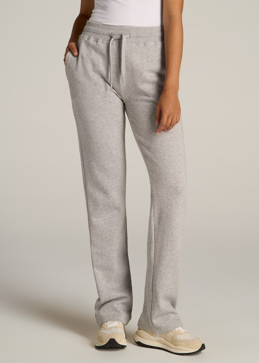 Women American Tall Athletic Pants | Wearever Fleece Open-Bottom Sweatpants For Tall Women In Grey Mix