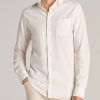 Men American Tall Button Shirts | Linen Long Sleeve Shirt For Tall Men In Bright White