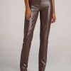 Women American Tall Pants + Trousers | Faux Leather Slim Pants For Tall Women In Chocolate