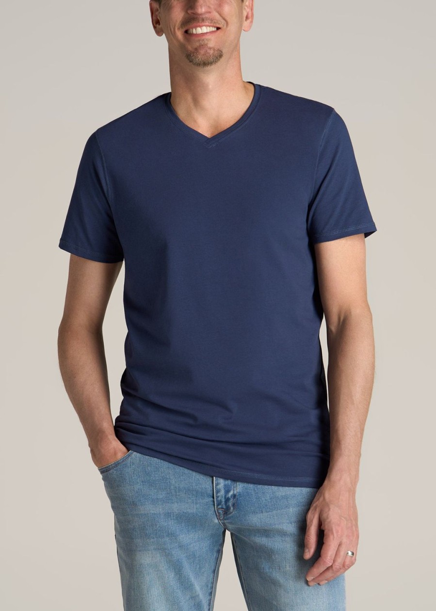 Men American Tall Tees + Tanks | The Essential Regular-Fit V-Neck Men'S Tall Tees In Navy