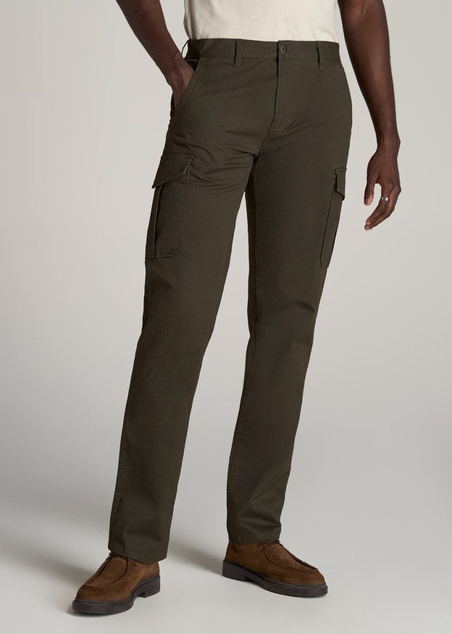 Men American Tall Pants + Chinos | Stretch Twill Slim-Fit Cargo Pants For Tall Men In Camo Green