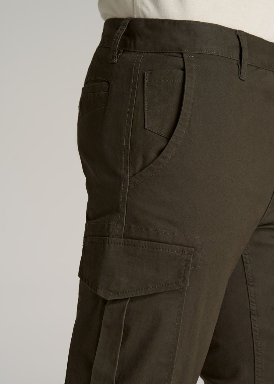 Men American Tall Pants + Chinos | Stretch Twill Slim-Fit Cargo Pants For Tall Men In Camo Green