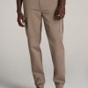 Men American Tall Pants + Chinos | Tapered-Fit Stretch Cotton Cargo Jogger Pants For Tall Men In Dark Sand