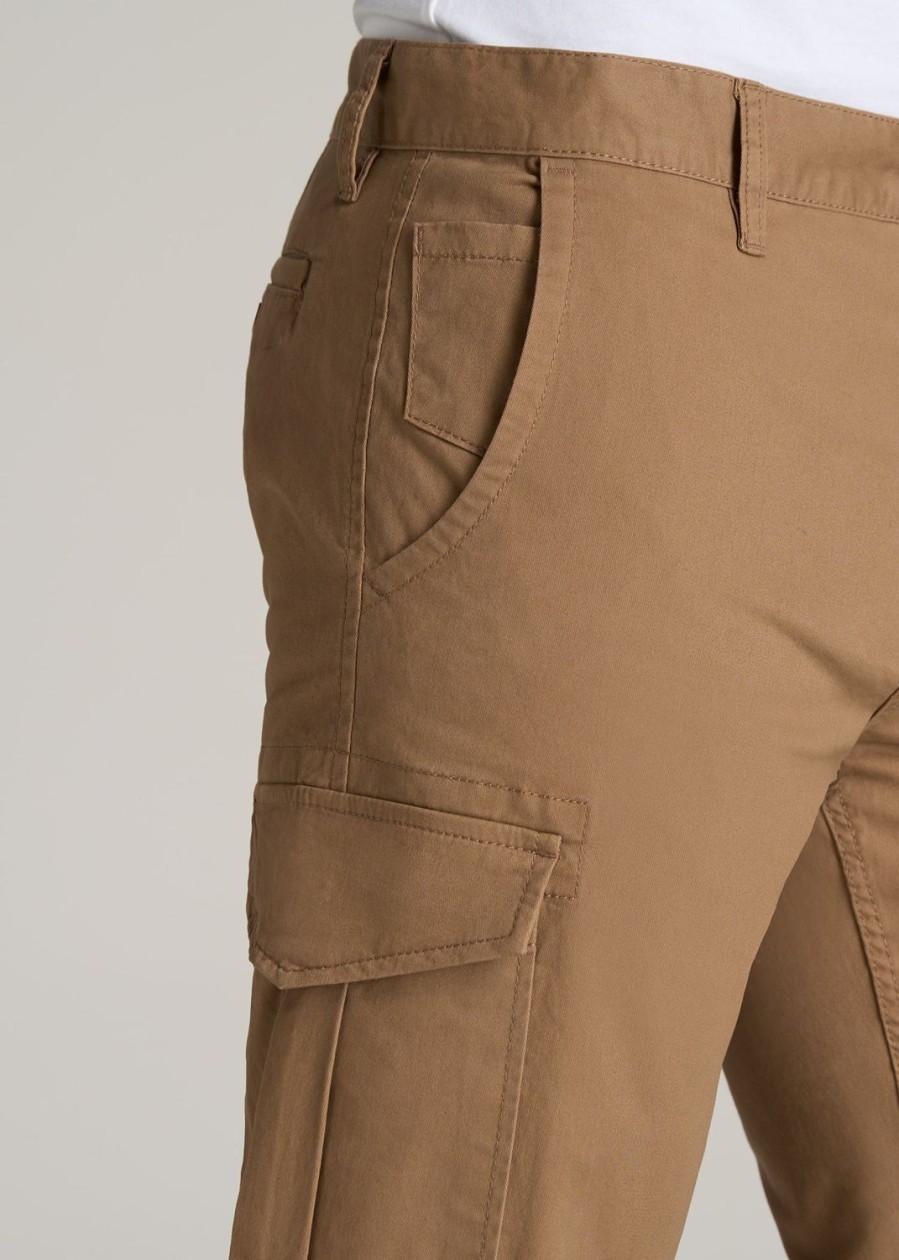 Men American Tall Pants + Chinos | Stretch Twill Slim-Fit Cargo Pants For Tall Men In Russet Brown