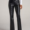 Women American Tall Pants + Trousers | High Rise Flare Faux Leather Pants For Tall Women In Black