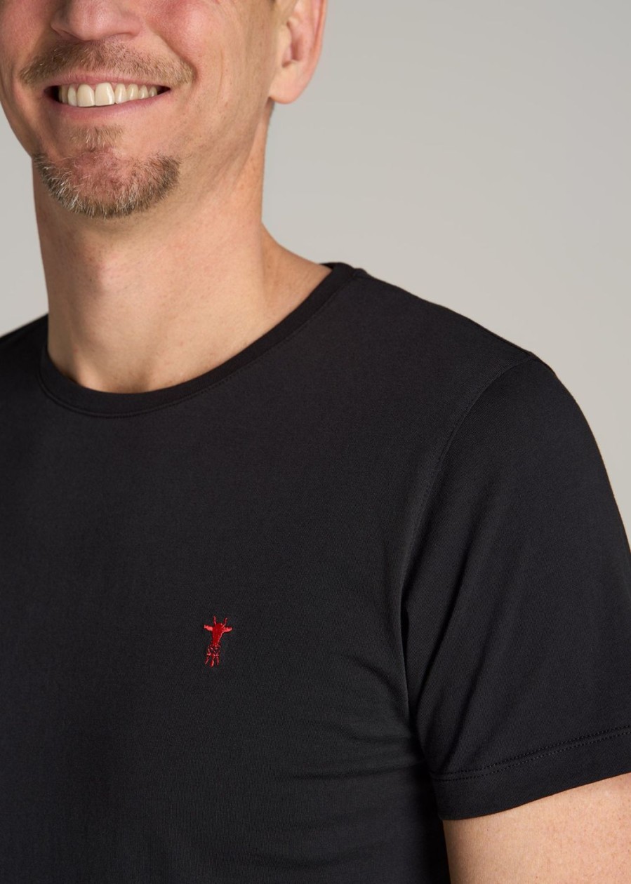 Men American Tall Tees + Tanks | Modern-Fit Embroidered Logo Crewneck T-Shirt For Tall Men In Black