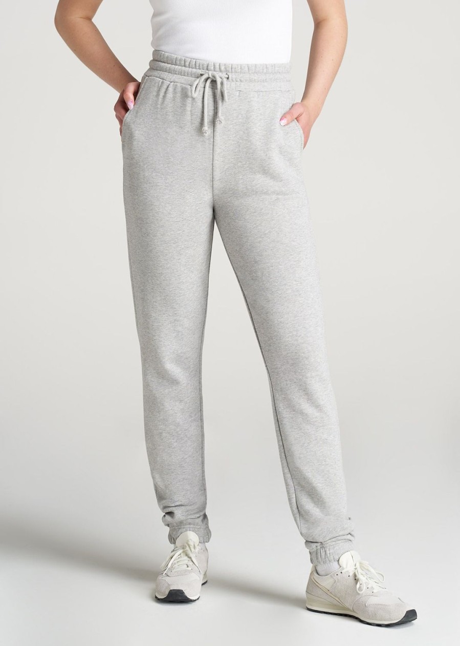 Women American Tall Athletic Pants | Wearever Fleece Slim-Fit High-Waisted Women'S Tall Sweatpants In Grey Mix