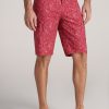 Men American Tall Shorts | Tall Board Shorts For Men In Red Abstract