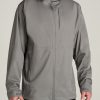 Men American Tall Jackets + Coats | Men'S Tall Hooded Rain Coat In Quarry Grey