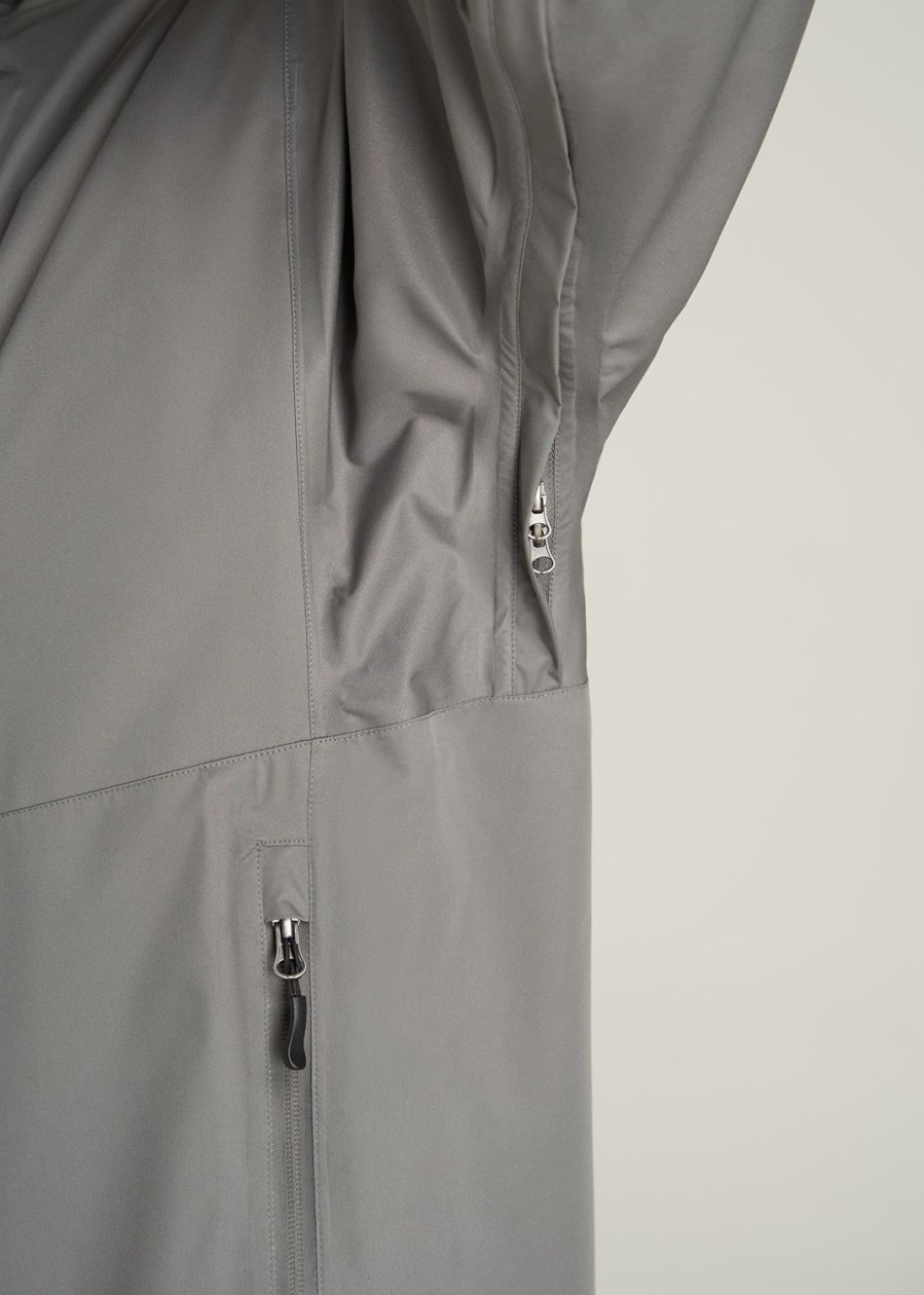 Men American Tall Jackets + Coats | Men'S Tall Hooded Rain Coat In Quarry Grey