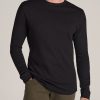 Men American Tall Long Sleeve Tees + Thermals | Double Honeycomb Thermal Crewneck Extra-Long Top In Black