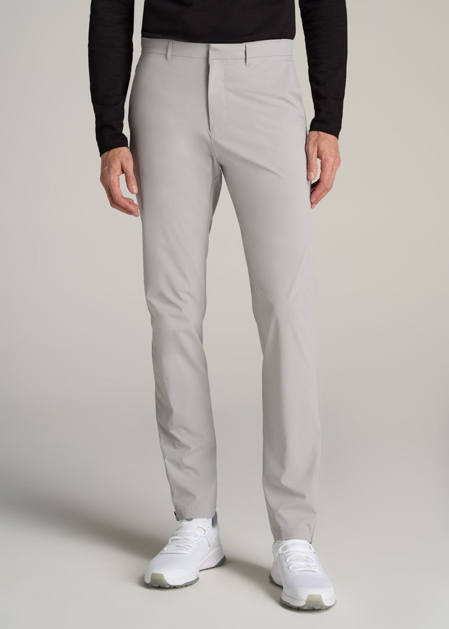 Men American Tall Pants + Chinos | Performance Tapered-Fit Chino Pants For Tall Men In Light Grey