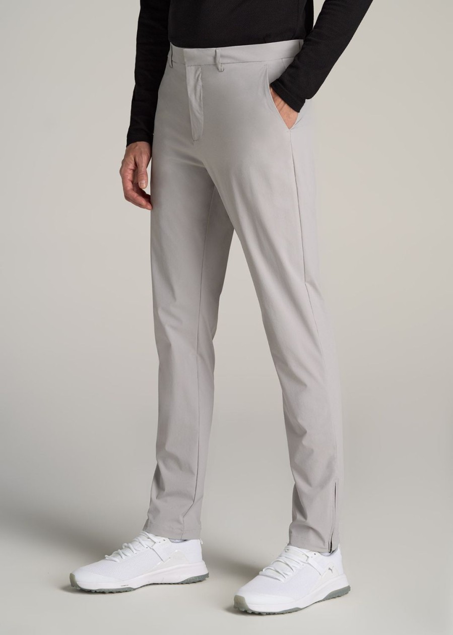 Men American Tall Pants + Chinos | Performance Tapered-Fit Chino Pants For Tall Men In Light Grey