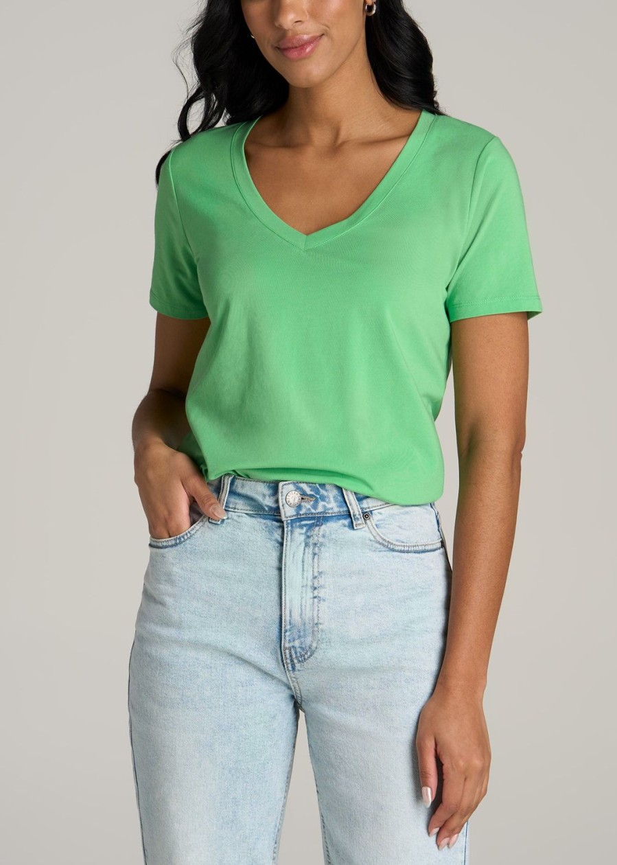 Women American Tall Tees, Tanks + Bodysuits | Women'S Tall Scoop V-Neck Tee In Matcha