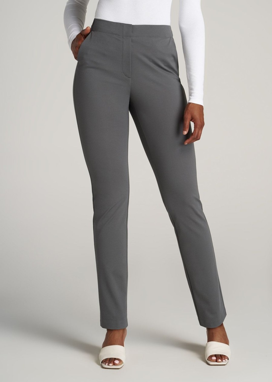 Women American Tall Pants + Trousers | Slim-Fit Dress Pants For Tall Women In Slate