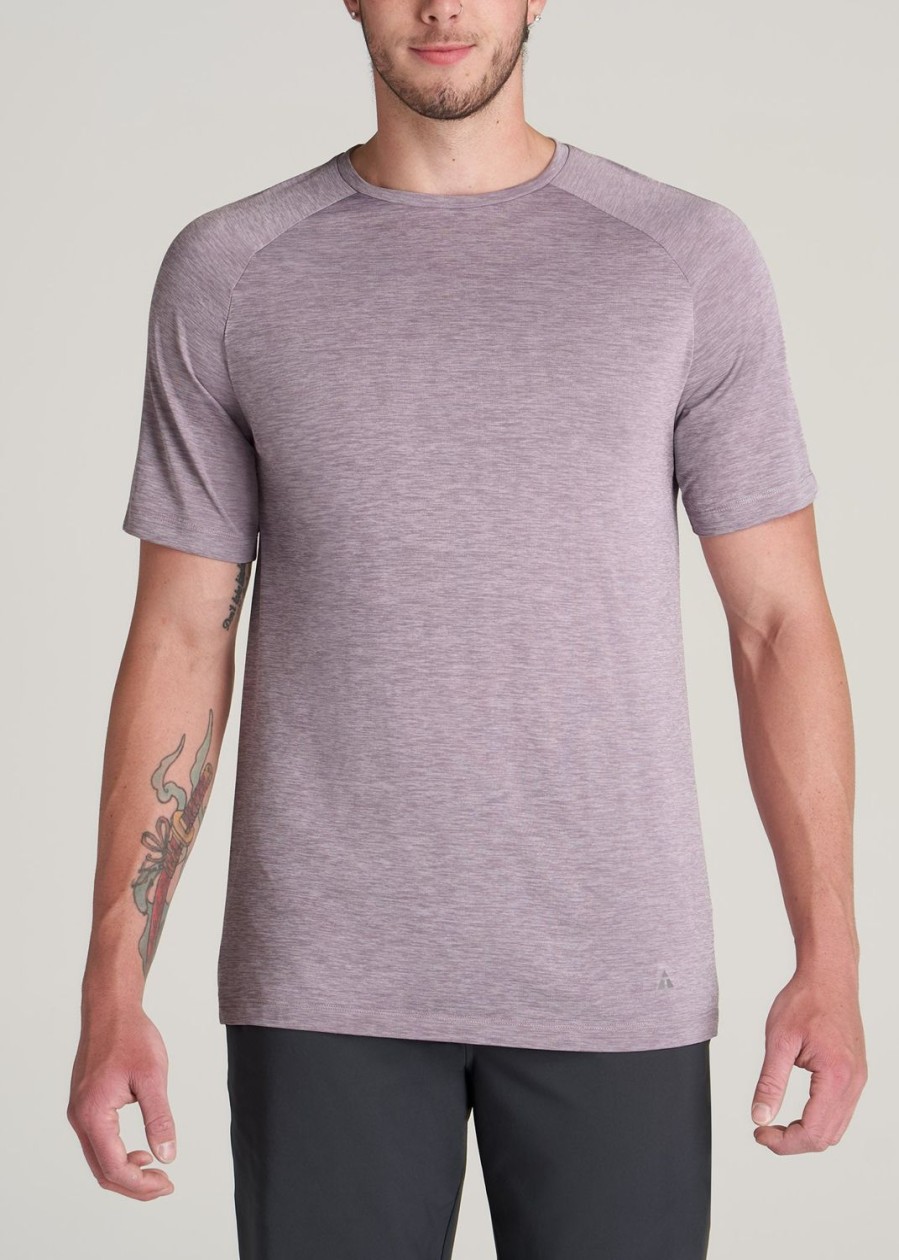 Men American Tall Tees + Tanks | A.T. Performance Modern-Fit Raglan Short Sleeve Tee For Tall Men In Lavender Mix