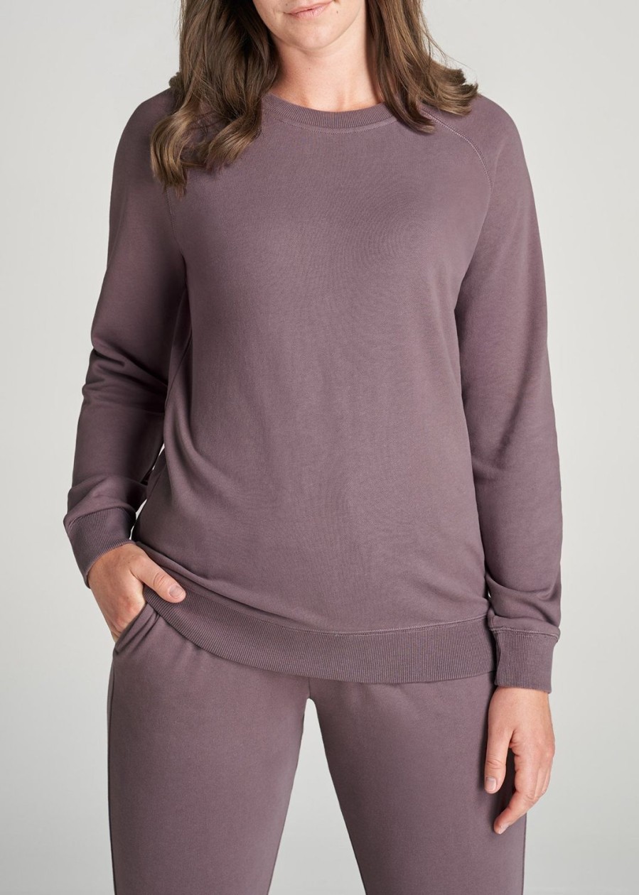 Women American Tall Hoodies + Sweatshirts | Wearever French Terry Women'S Tall Crewneck Sweatshirt In Smoked Mauve