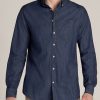 Men American Tall Button Shirts | Chambray Button-Down Shirt For Tall Men In Dark Chambray