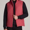 Men American Tall Jackets + Coats | Tall Men'S Packable Puffer Vest In Red Space Dye