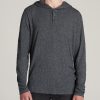 Men American Tall Long Sleeve Tees + Thermals | Henley Hoodie For Tall Men In Black Mix