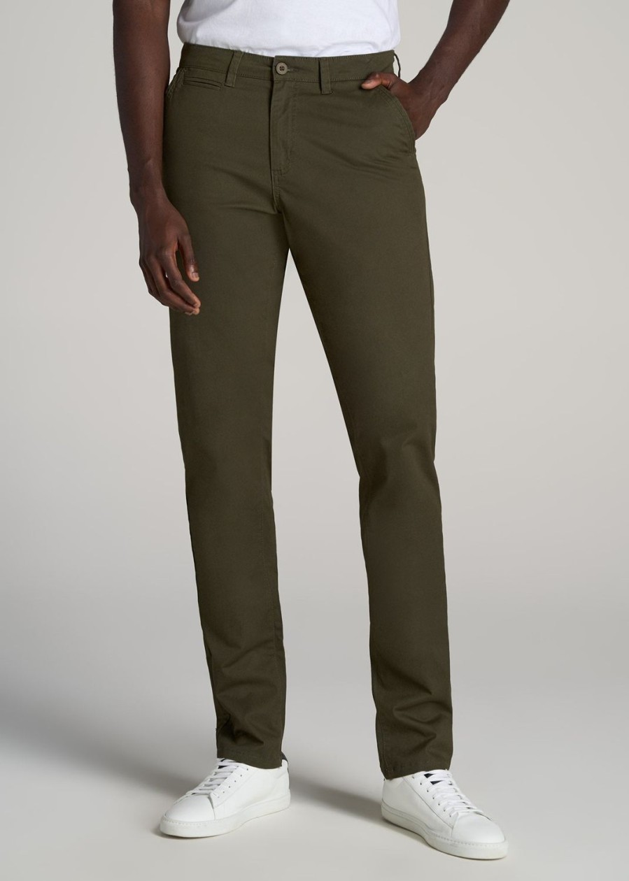 Men American Tall Pants + Chinos | Carman Tapered Chinos In Pants For Tall Men Camo Green