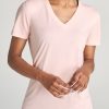 Women American Tall Tees, Tanks + Bodysuits | Short Sleeve V-Neck In Shirts For Tall Women Sweet Pink