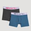 Men American Tall Underwear | Men'S Tall Original Boxer Briefs In | 2-Pack Blue & Grey Mix