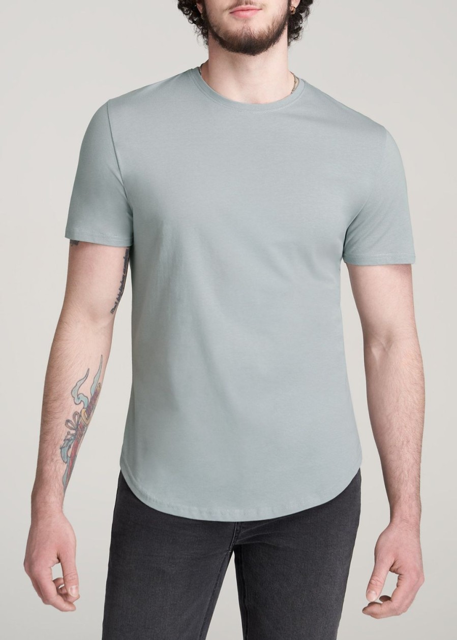 Men American Tall Tees + Tanks | Everyday Scoop Bottom Regular Fit T-Shirt For Tall Men In Quarry Grey