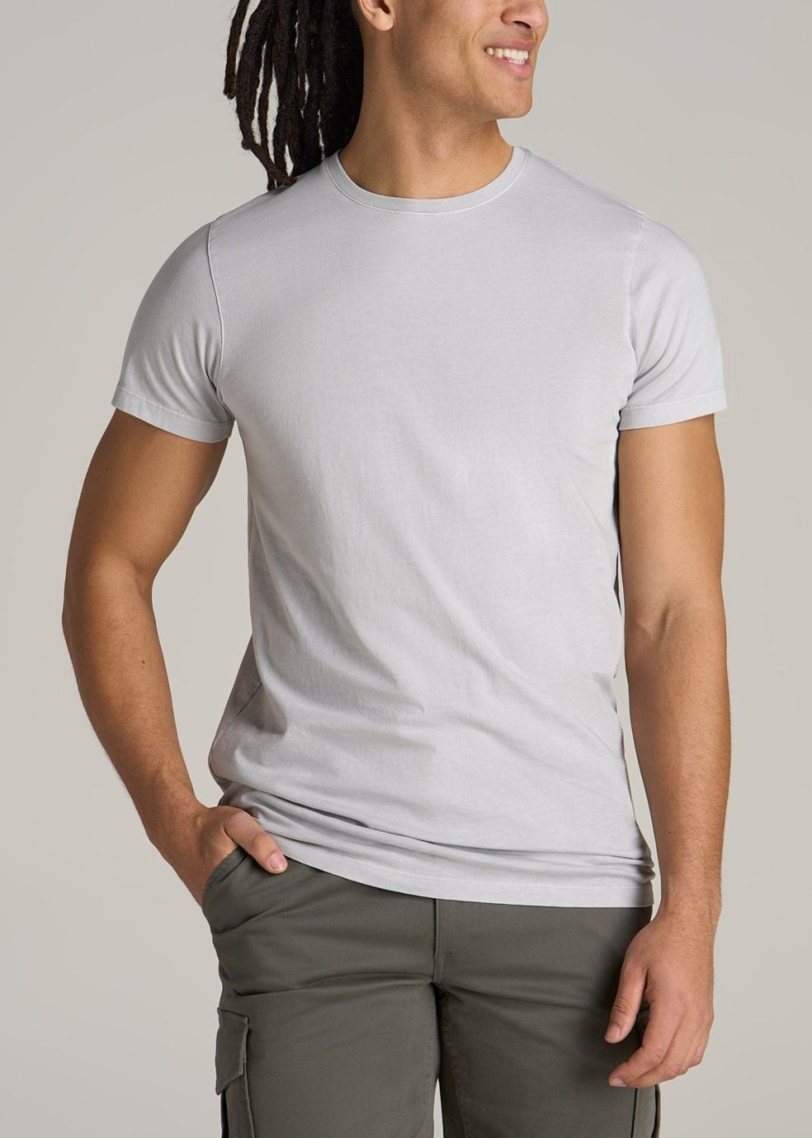 Men American Tall Tees + Tanks | Modern-Fit Garment Dyed Cotton Men'S Tall T-Shirt In Vapor Grey