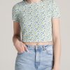 Women American Tall Tees, Tanks + Bodysuits | Cropped Waffle Tee In Women'S Tall T-Shirts Corydalis Blue Floral