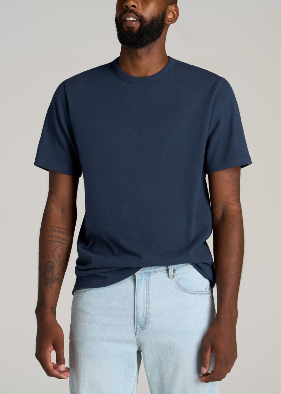 Men American Tall Tees + Tanks | Lj&S Heavyweight Relaxed-Fit Tall Tee In Vintage Midnight Navy