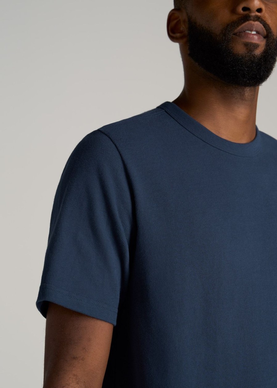 Men American Tall Tees + Tanks | Lj&S Heavyweight Relaxed-Fit Tall Tee In Vintage Midnight Navy