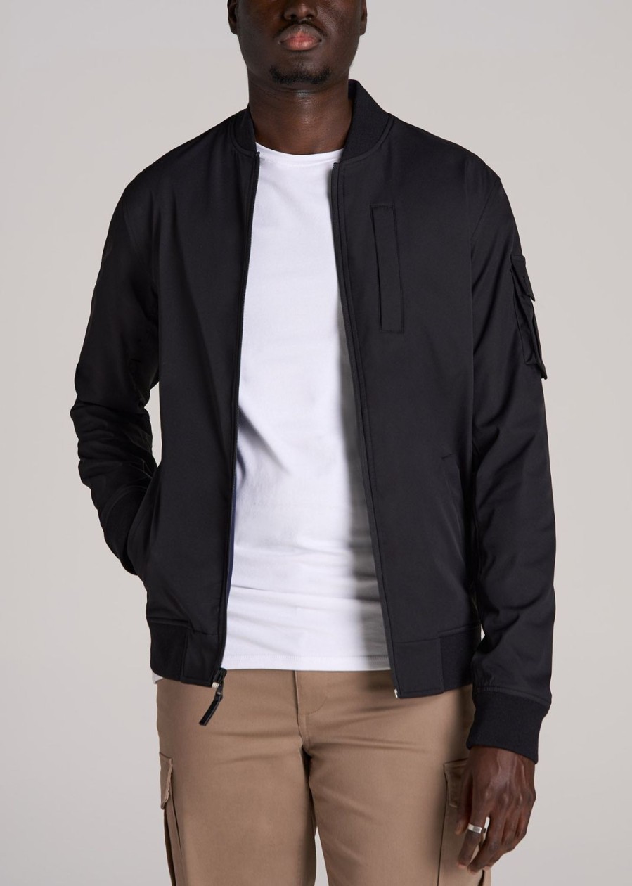 Men American Tall Jackets + Coats | Reversible Men'S Tall Bomber Jacket In Black And Navy