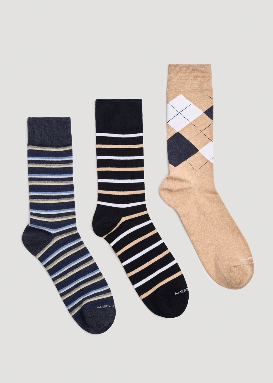 Men American Tall Socks | Men'S Xl Dress Socks (Size 14-17) | 3-Pack E