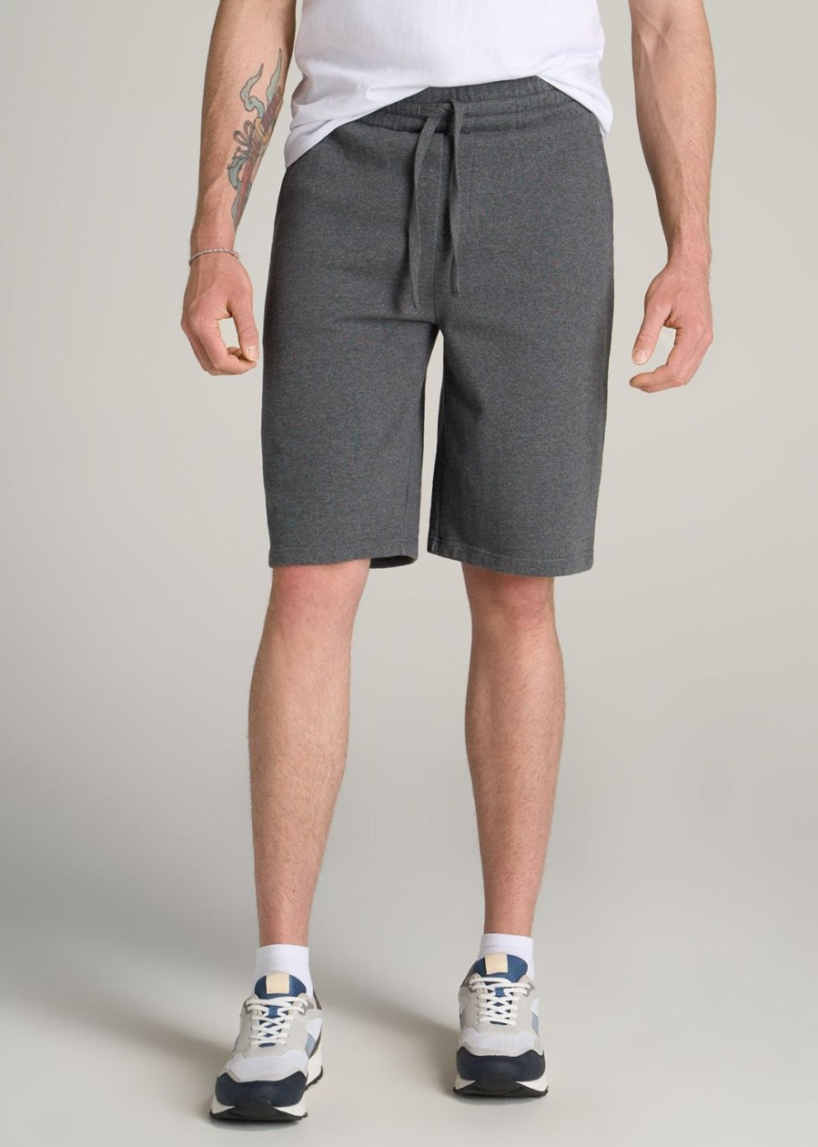 Men American Tall Shorts | Wearever Garment-Dyed French Terry Sweat Shorts For Tall Men In Charcoal Mix