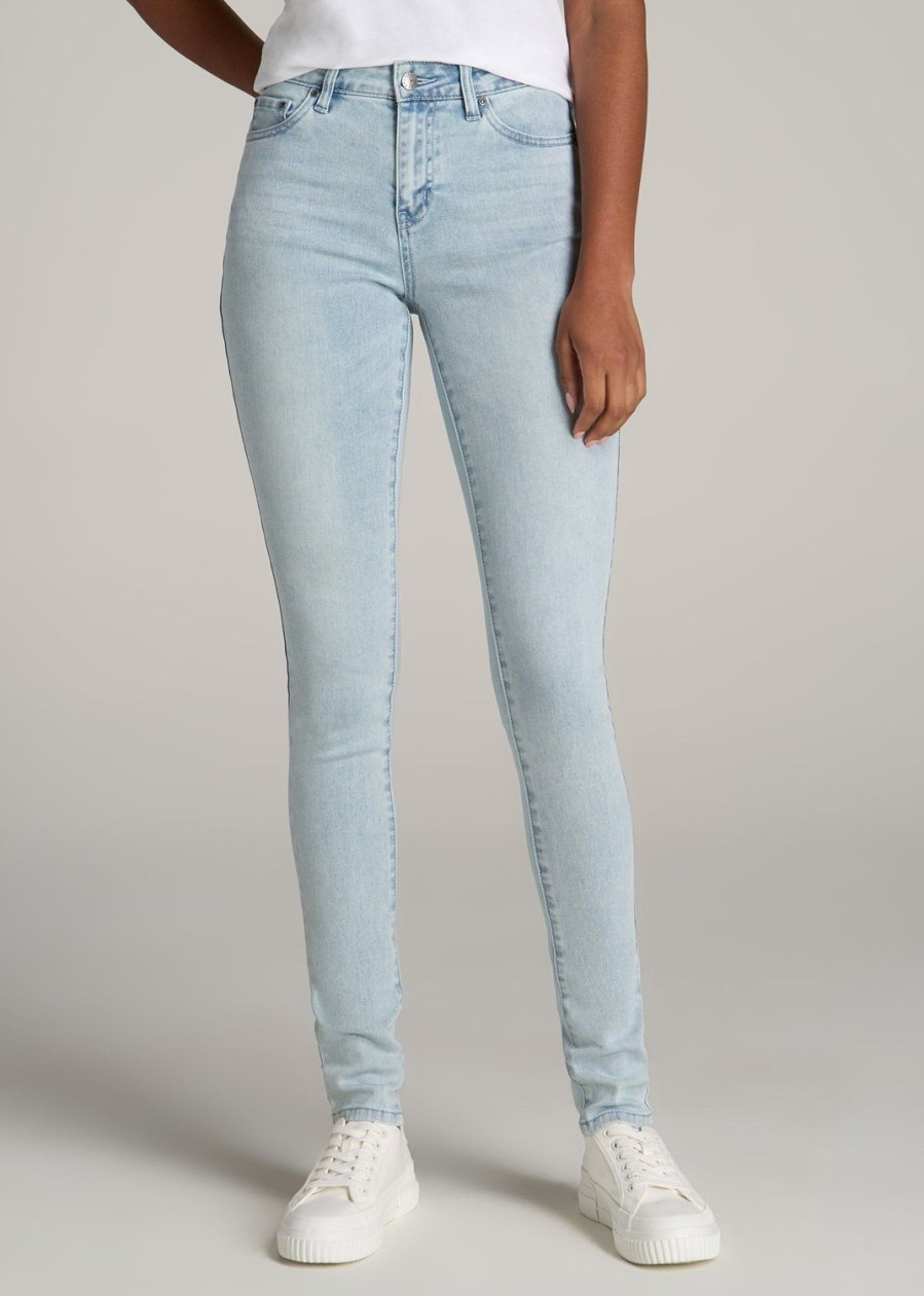 Women American Tall Jeans + Denim | Sarah Mid Rise Skinny Tall Women'S Jean In Light Sunwashed Blue