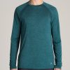 Men American Tall Long Sleeve Tees + Thermals | A.T. Performance Modern-Fit Raglan Shirt For Tall Men In Teal Mix