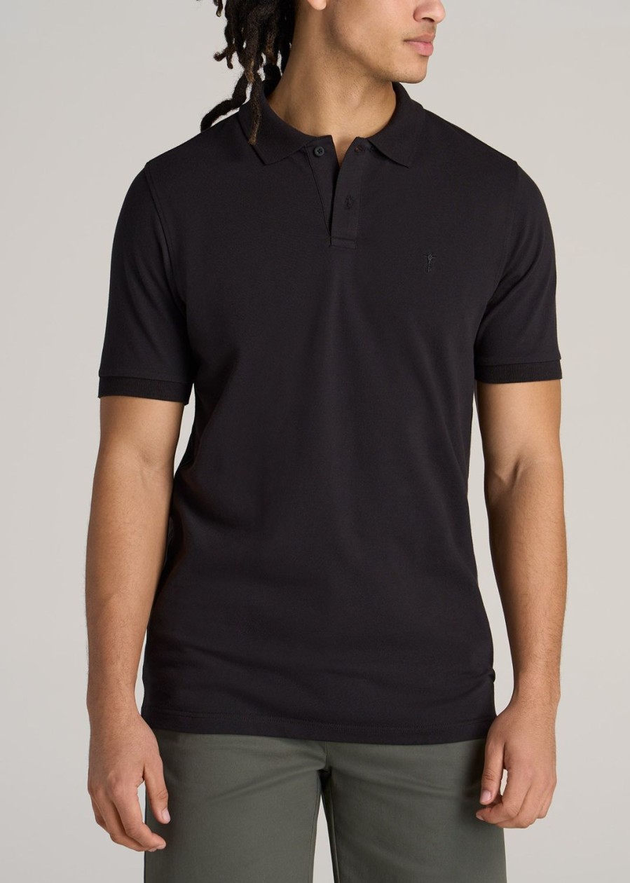 Men American Tall Polos | Men'S Tall Classic Polo With Embroidered Logo In Black