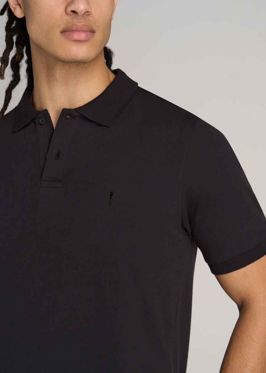 Men American Tall Polos | Men'S Tall Classic Polo With Embroidered Logo In Black