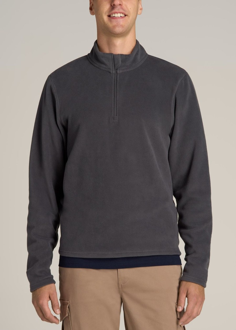 Men American Tall Hoodies + Sweatshirts | Half Zip Polar Men'S Tall Fleece Pullover In Iron Grey