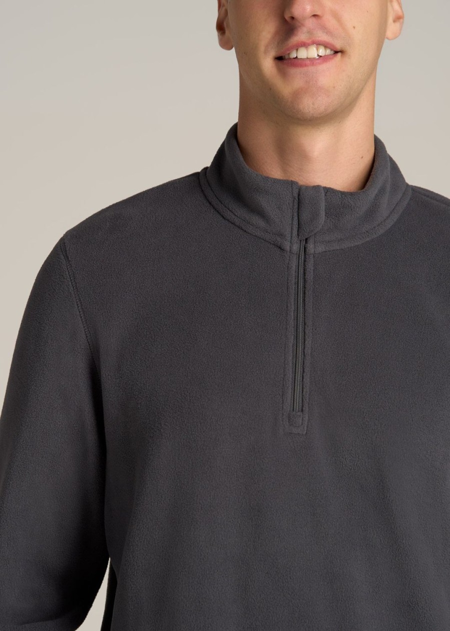 Men American Tall Hoodies + Sweatshirts | Half Zip Polar Men'S Tall Fleece Pullover In Iron Grey