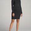 Women American Tall Dresses | Women'S Tall Long Sleeve Bodycon T Shirt Dress In Charcoal Mix