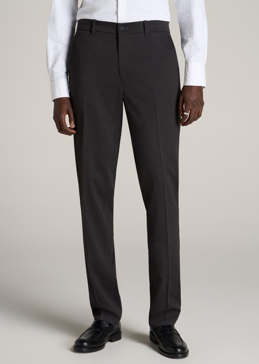 Men American Tall Blazers + Suit Separates | Tapered-Fit Stretch Dress Pants For Tall Men In Charcoal Heather